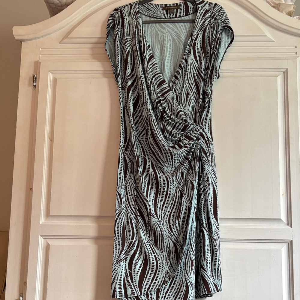 Tommy Bahama Brown and Blue Faux Wrap Dress